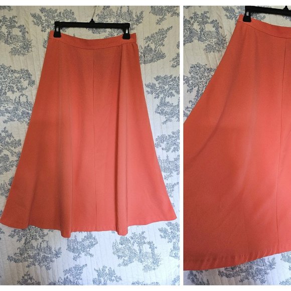 Size M Vintage 1970s Orange Midi Skirt - Picture 1 of 8